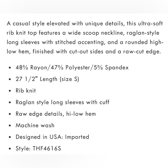 Three Dots Raglan High Low Top - Picture 2 of 14